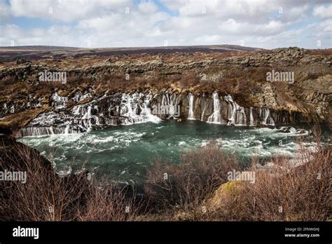 Barnafossar Waterfall Husafell Iceland Stock Photo Alamy