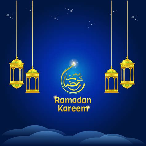 Ramadan Kareem Lanterns On Blue 1026122 Vector Art At Vecteezy