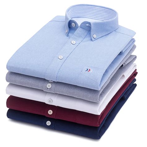Langmeng 100 Cotton Solid Color Mens Long Sleeve Dress Shirt Men