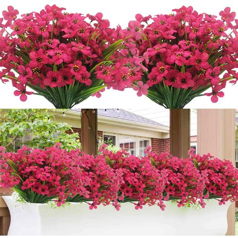 Coolmade 12 Bundles Artificial Flowers Outdoor Indoor Uv Resistant