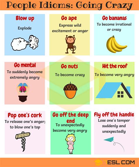 Crazy Idioms Useful Phrases Idioms For Going Crazy E S L