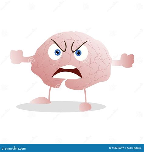 Angry And Annoyed Brain Mascot Isolated Stock Vector Illustration Of