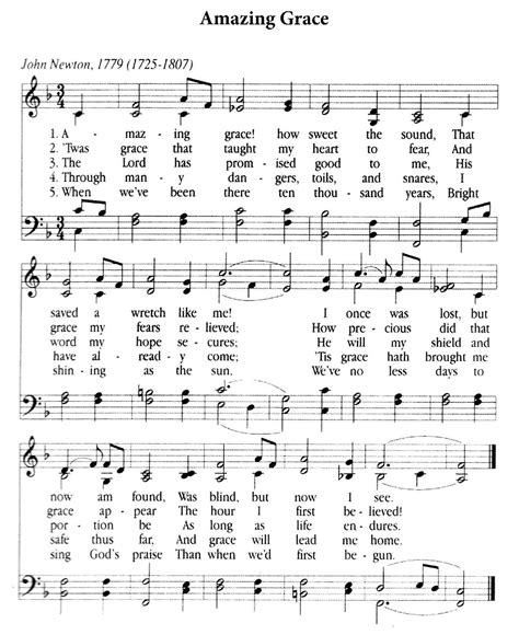 Amazing Grace Sheet Music Free Printable Printable Word Searches