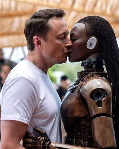 Bizarre Photo Of Elon Musk Kissing A Robot Is Leaving The Internet Baffled