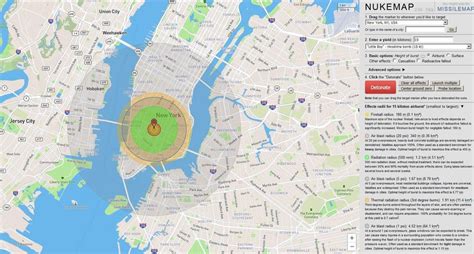 Blast Radius Of Hiroshima Nuclear Bomb If Dropped On Downtown Manhattan
