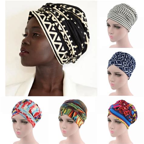 African Women Cotton Bandana Headtie Headwrap Scarf Long Tail Cap Bazin Riche Ankara Dashiki