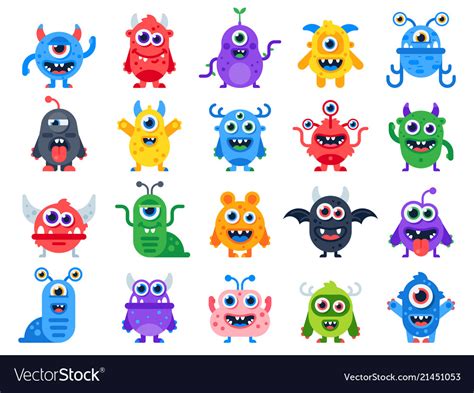 Cute Cartoon Monsters Comic Halloween Joyful Vector Image
