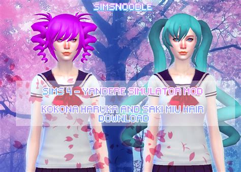 Sims 4 Mod Yandere Simulator Kokona Haruka Hair Saki Miyu Hair