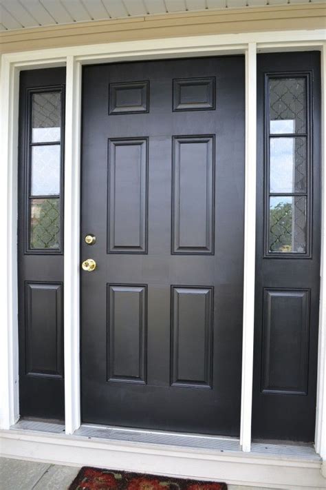 Fiberglass entry doors are the ultimate low maintenance. LOVE the glass on the side panels. (You have to look ...