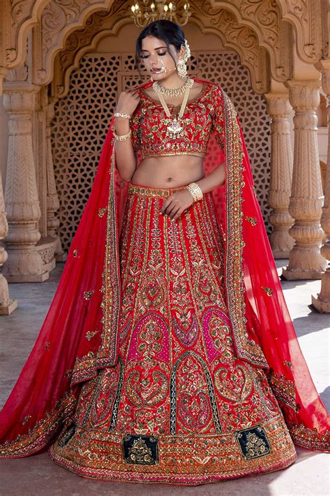 Pretty Red And Rani Pink Colored Designer Lehenga Choli Shop Wedding