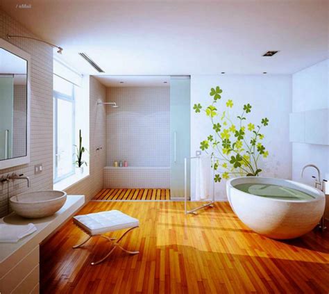 Pretty Bathroom With Bamboo Flooring Idea Wooden Bathroom Floor