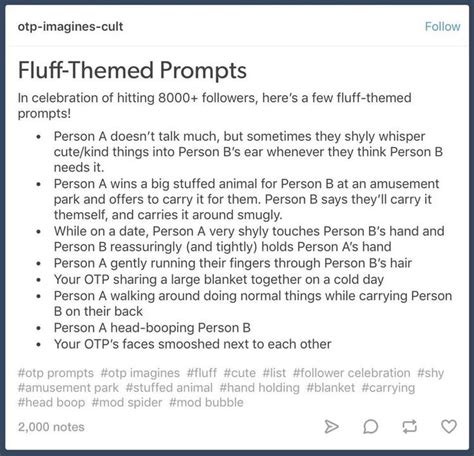 Fluff Themed Prompts Otp Prompts Creative Writing Prompts Writing