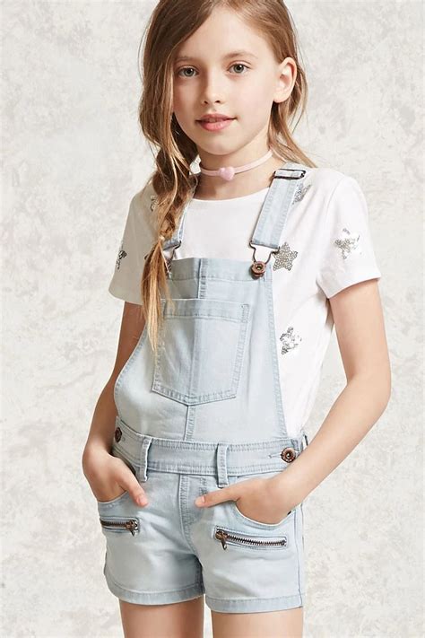 Forever 21 Girls A Pair Of Denim Overalls Featuring A Front Bib