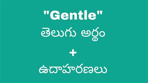 Gentle Meaning In Telugu With Examples Gentle తెలుగు లో అర్థం