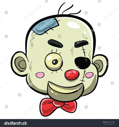 Scary Doll Horror Head Patches Ears Stock Vector 354083888 Shutterstock