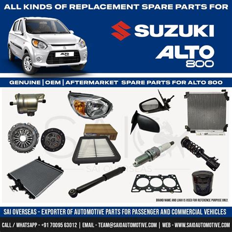 Maruti Suzuki Alto 800 Spare Parts Genuine Oem Aftermarket