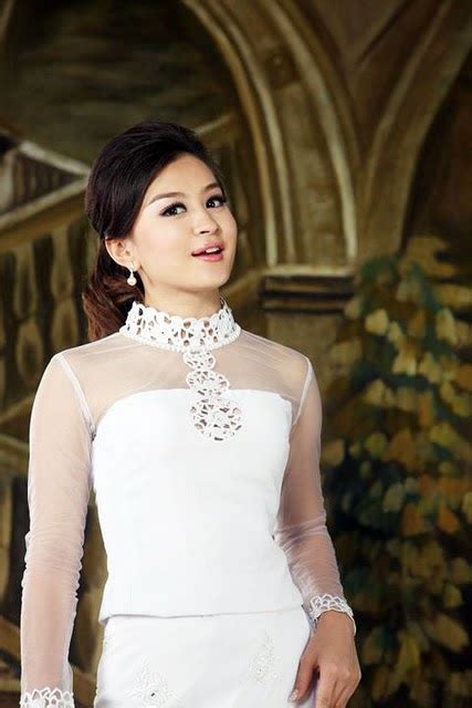 Photo Model Wutt Hmone Shwe Yi In White Burmese Fashion Dress