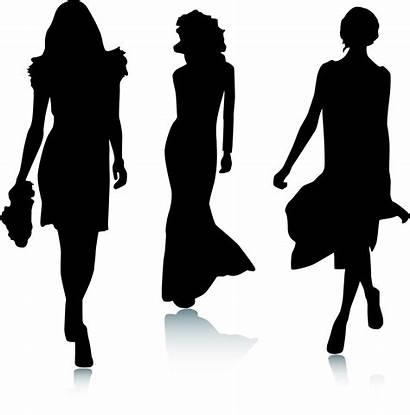 Silhouette Clip Clipart Models Runway Silhouettes Walking