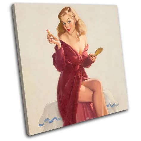 VINTAGE GIRL POSTER Sexy Retro Pin Ups SINGLE CANVAS WALL ART Picture
