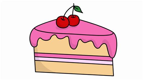 How To Draw A Cartoon Slice Of Cake
