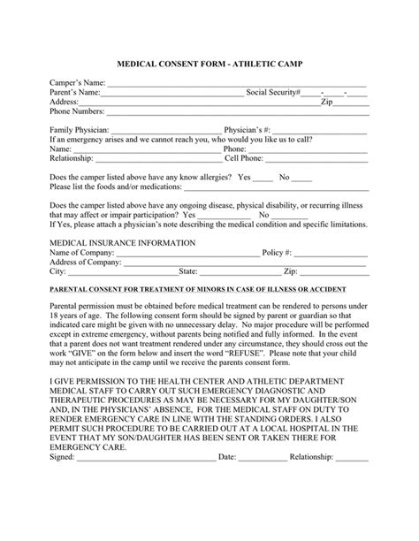 Medical Consent Form Download Free Documents For Pdf Word And Excel