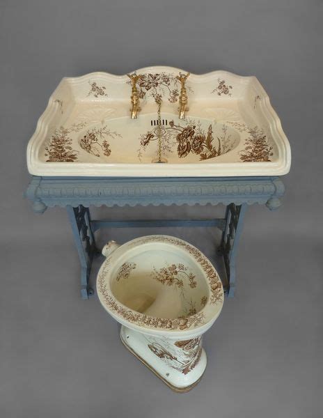 Wc With Unusual Brown Transfers C1890 And Matching Large Victorian