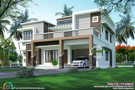 Modern Flat Roof Sober Colored Home Kerala Home Design And Floor