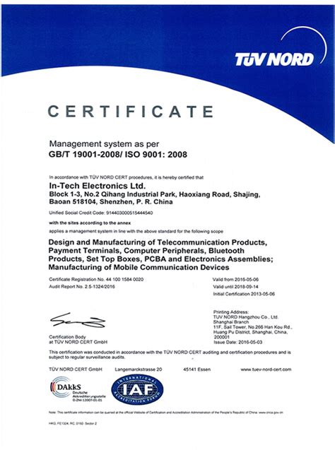 Iso9001 In Tech Electronics Limited