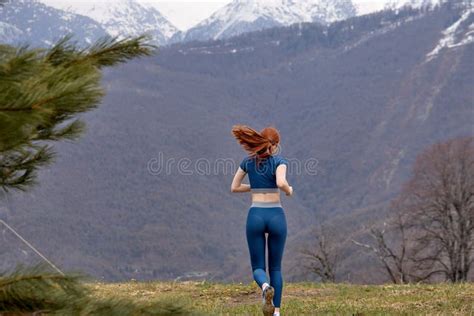 Jogging Is Healthy For Active Lifestyle Runners Redhead Woman In Sportswear Outdoors Stock