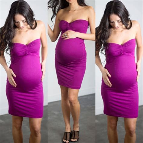 Pregnant Womens Sleeveless Mini Dress Maternity Summer Bodycon Strapless Gown Ebay