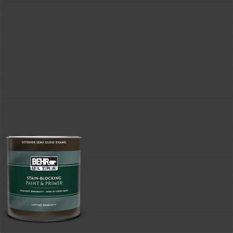Behr Ultra Qt Black Semi Gloss Enamel Exterior Paint Primer