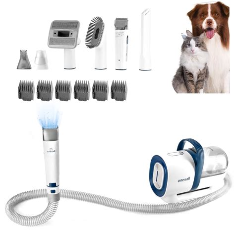 Oneisall 7 In 1 Dog Grooming Kit, Low Noise Pet Grooming Vacuum with 1.