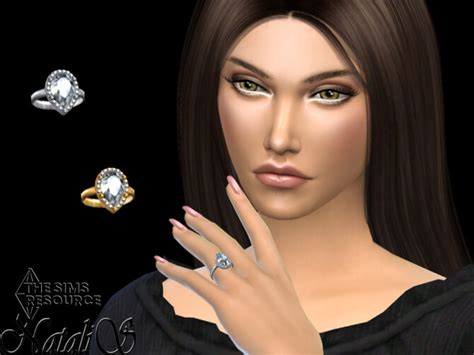 Pear Cut Halo Engagement Ring By Natalis At Tsr Sims 4 Updates