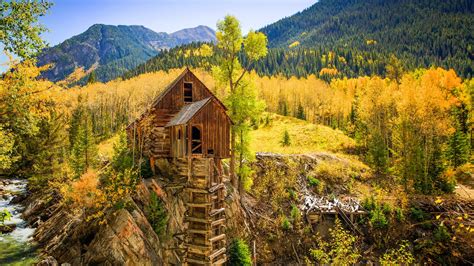 Wallpaper Colorado Water Mill Crystal Mill Forest Autumn Usa