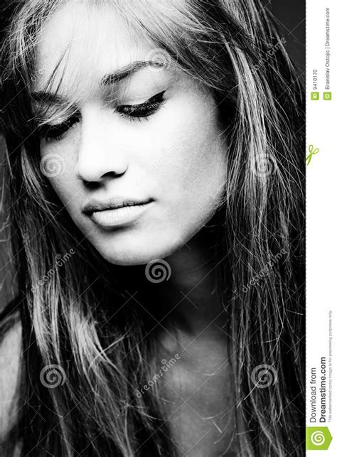 Black And White Portrait Of A Blond Woman Stock Photo