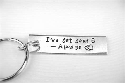 Police T Ive Got Your 6 Stamped Metal Keychain Etsy