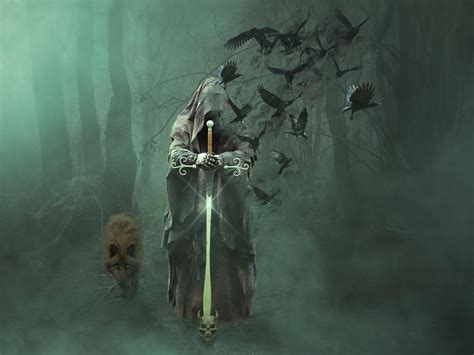 grim reaper holding sword and flock of raves wallpaper #magician #wolf ...