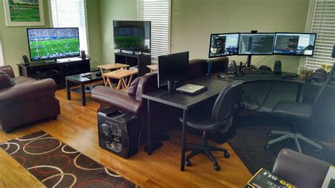 A Living Room Battlestation Album On Imgur Gamer Living Room Desk In