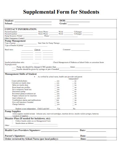 Free 36 Supplemental Form Samples In Pdf Ms Word