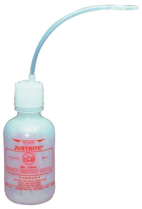 Justrite 16 Ounce White Polyethylene Safety Squeeze Bottle With