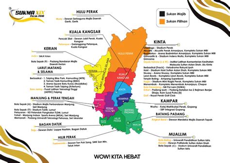 Pejabat pembangunan persekutuan negeri perak. Jadual, Tarikh & Lokasi SUKMA Perak 2018