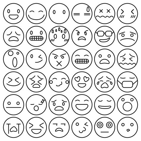 Emoji Emoticons Set Face Expression Feelings Collection Vector