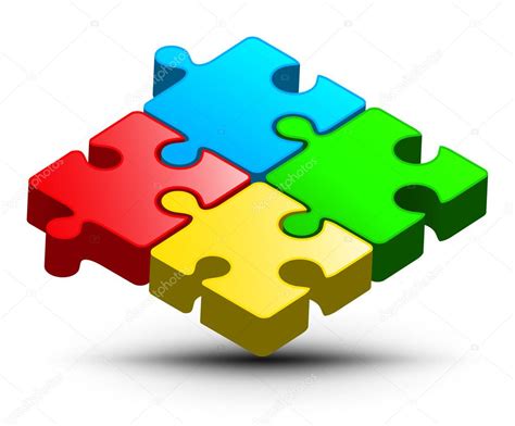 Puzzle Logo Design Vector Colorful Jigsaw 3d Illustration Abstract