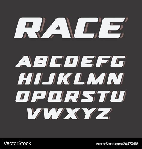 Italic Bold Font Vintage Sport Alphabet Race Vector Image