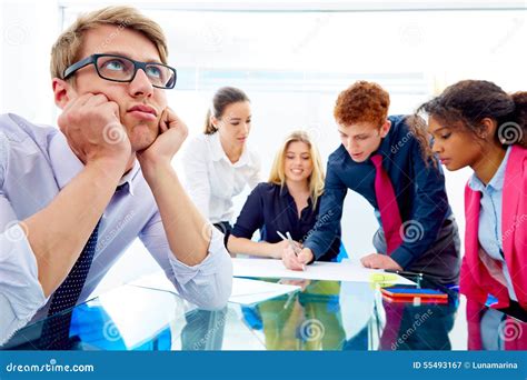 Bored Young Executive Gesture Multi Ethnic Meeting Stock Image Image
