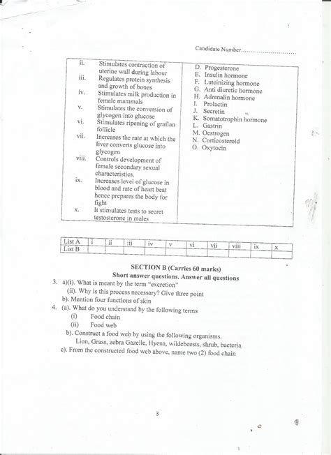 Science Study Notes And Past Papers Blog Biology Form Three Annual