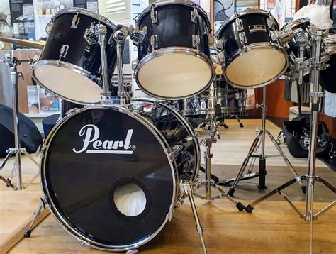 Pearl Export 7 Piece Drum Kit Gloss Black Finish In Needham Market