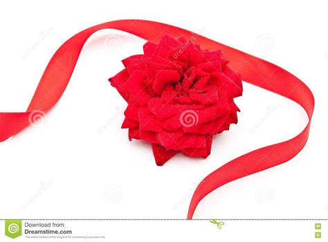 Red Rose With Red Ribbon Stock Image Image Of Corner 15190357