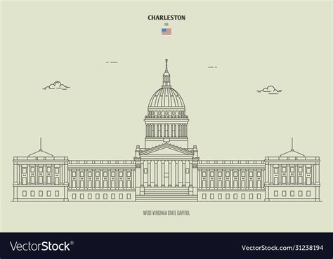 West Virginia State Capitol In Charleston Usa Vector Image