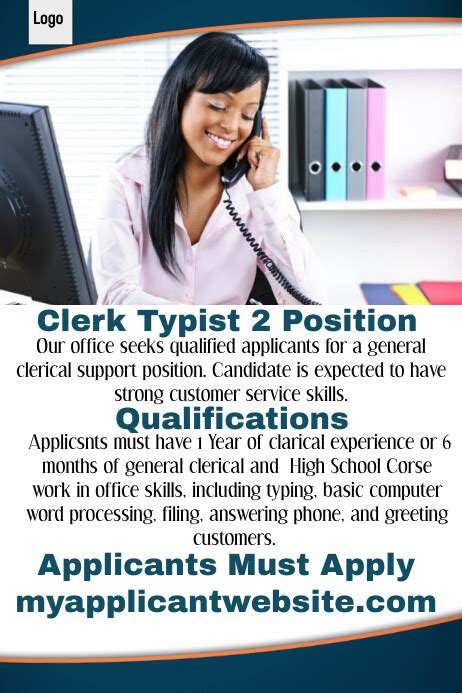 Clerk Typist 2 Employment Opportunity Template Postermywall